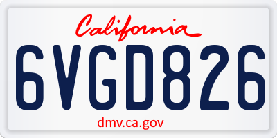 CA license plate 6VGD826