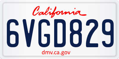 CA license plate 6VGD829
