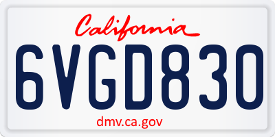 CA license plate 6VGD830