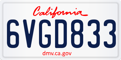 CA license plate 6VGD833