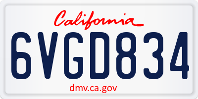 CA license plate 6VGD834