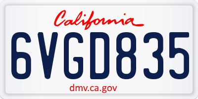 CA license plate 6VGD835