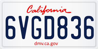 CA license plate 6VGD836