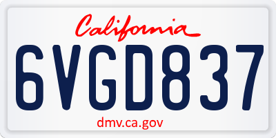 CA license plate 6VGD837