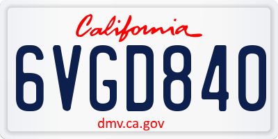 CA license plate 6VGD840