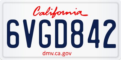 CA license plate 6VGD842