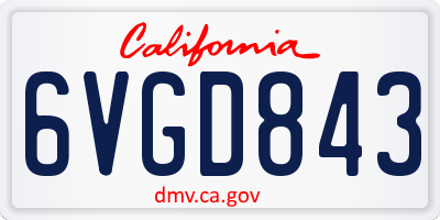 CA license plate 6VGD843