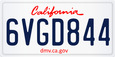 CA license plate 6VGD844
