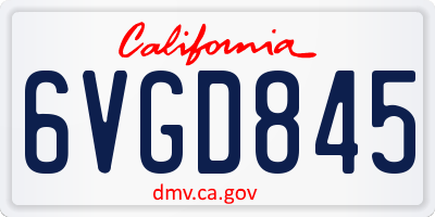CA license plate 6VGD845
