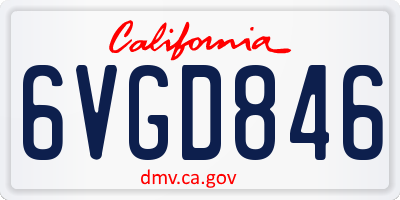 CA license plate 6VGD846