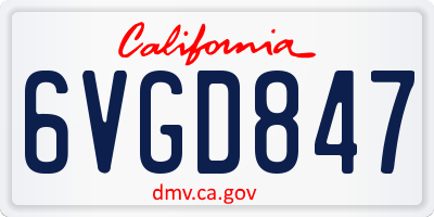 CA license plate 6VGD847