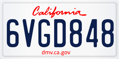 CA license plate 6VGD848