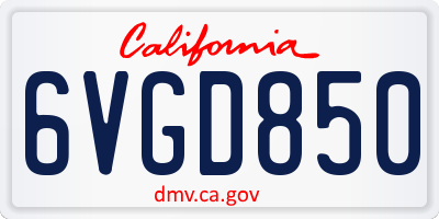 CA license plate 6VGD850