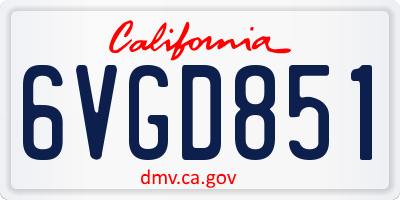 CA license plate 6VGD851