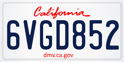 CA license plate 6VGD852