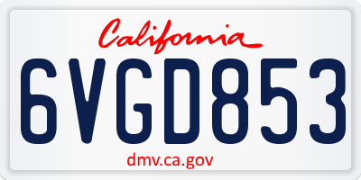 CA license plate 6VGD853