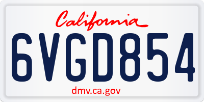 CA license plate 6VGD854