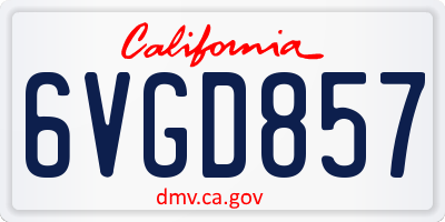 CA license plate 6VGD857