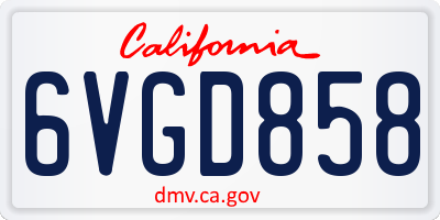 CA license plate 6VGD858