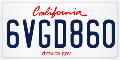 CA license plate 6VGD860