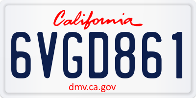 CA license plate 6VGD861
