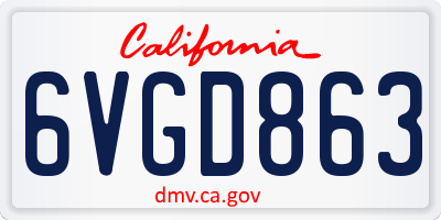 CA license plate 6VGD863