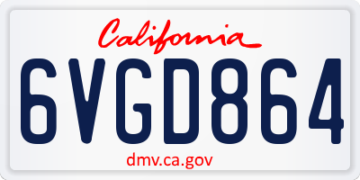 CA license plate 6VGD864