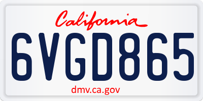CA license plate 6VGD865
