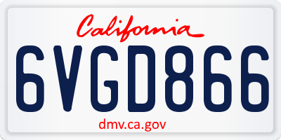 CA license plate 6VGD866