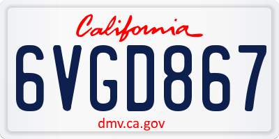 CA license plate 6VGD867