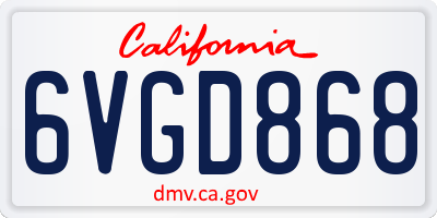 CA license plate 6VGD868