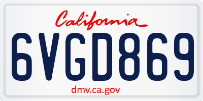 CA license plate 6VGD869