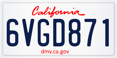 CA license plate 6VGD871