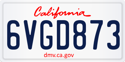 CA license plate 6VGD873