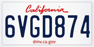 CA license plate 6VGD874