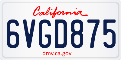 CA license plate 6VGD875