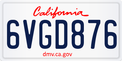 CA license plate 6VGD876
