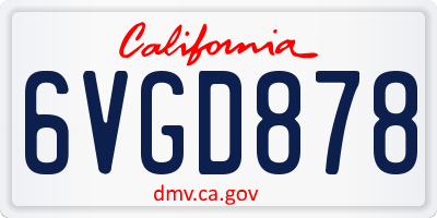 CA license plate 6VGD878