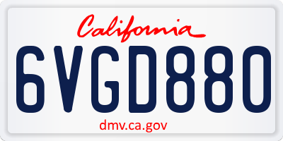 CA license plate 6VGD880