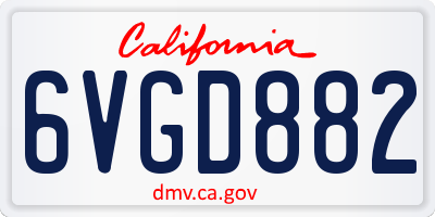 CA license plate 6VGD882