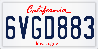CA license plate 6VGD883