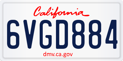 CA license plate 6VGD884