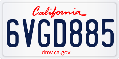 CA license plate 6VGD885
