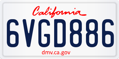 CA license plate 6VGD886