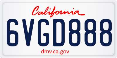 CA license plate 6VGD888
