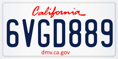 CA license plate 6VGD889