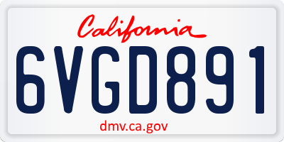 CA license plate 6VGD891