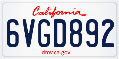 CA license plate 6VGD892