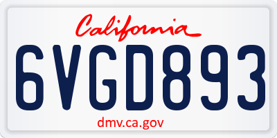 CA license plate 6VGD893