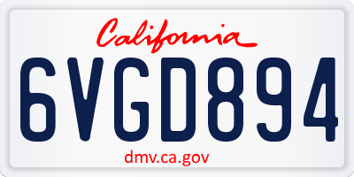 CA license plate 6VGD894